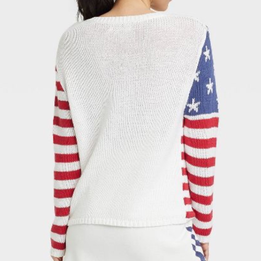 Grayson Threads American Flag Long Sleeve Lightweight Knit Sweater - Picture 2 of 15